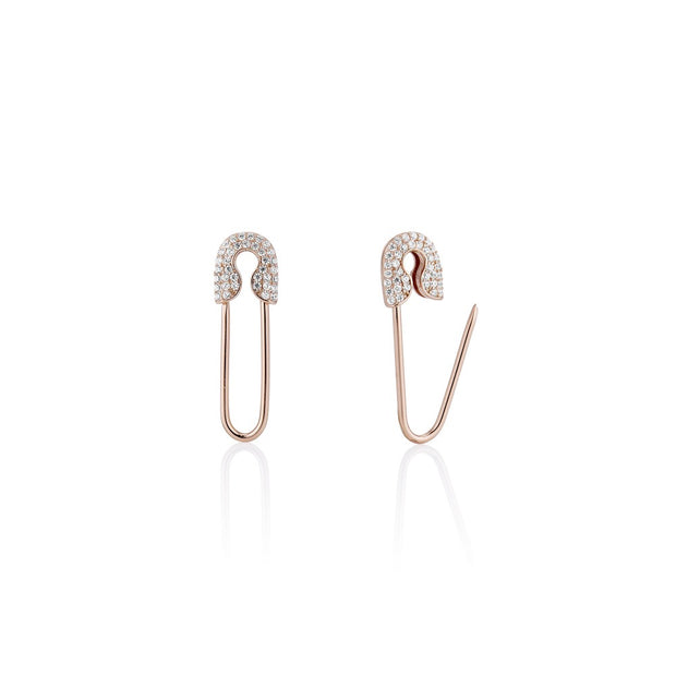 Solid X Pave Safety Pin Earring - essentialsjewels.com