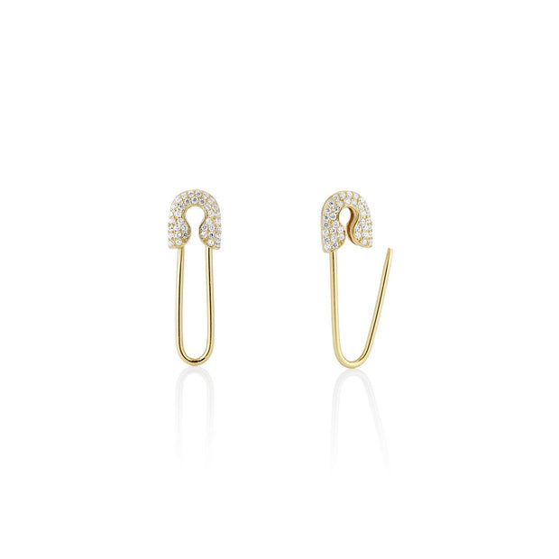 Solid X Pave Safety Pin Earring - essentialsjewels.com
