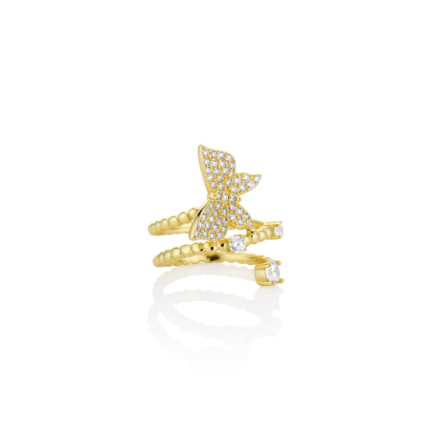 Cz Butterfly Rope Ring - essentialsjewels.com