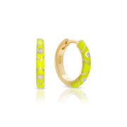CZ Enamel Colored Huggie Earring - essentialsjewels.com