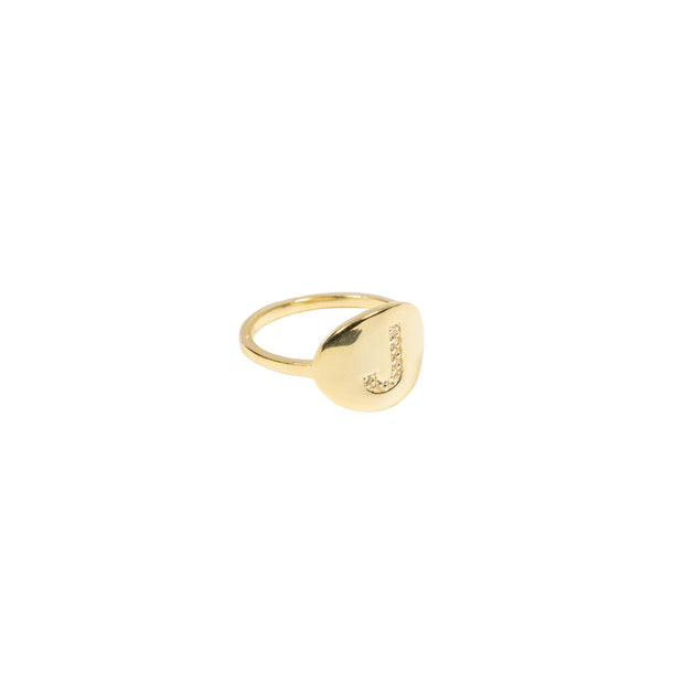 Pave Initial Pinky Ring - essentialsjewels.com