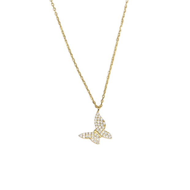 Pave Butterfly Necklace - essentialsjewels.com