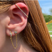 Lightning X Star Chain Stud Earring - essentialsjewels.com