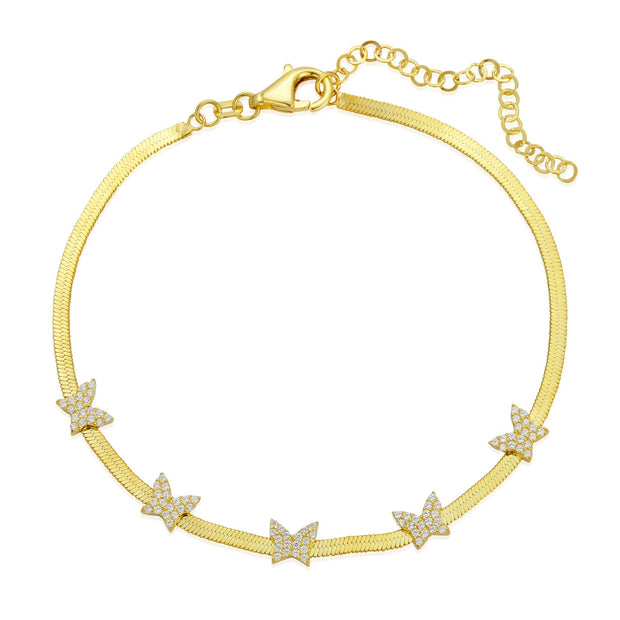 Butterfly Herringbone Anklet - essentialsjewels.com