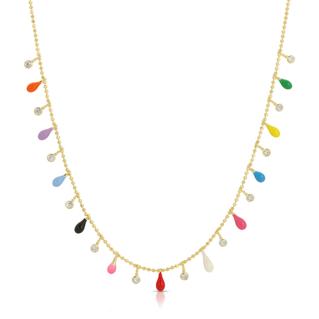 CZ Rainbow Dangle Necklace - essentialsjewels.com