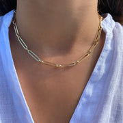 Paperclip X Round Chain Necklace - essentialsjewels.com