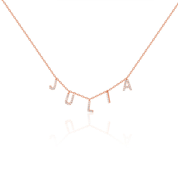 Pave Dangling Name Necklace - essentialsjewels.com