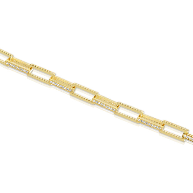 Pave Rectangle Link Bracelet - essentialsjewels.com